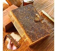 Wonninek 400Page Daily Journal Notebook Full Grain Leather with Pen Pouch, 180° Lay Flat Notebook Hand-Stitched Genuine Leather Sketchbook Writing Journal Gifts for Man Artist, Travel, Artist