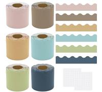 Wonninek 6 Rolls Scalloped Classroom Border Trim 60m Total with 200 Glue Dots - Colourful Bulletin Board Borders for Teachers, Kindergarten & School Displays
