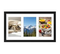 Wonninek 6x4 Collage Photo Frame with Mat, Fits Three 4x6 Photos or Use as One 8x14 Multi Picture Frame, Display Family Wedding Photos Horizontal or Vertical on the Wall