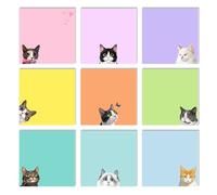 Wonninek 9Pads Black Cat Sticky Notes, 450 Sheets 76x76mm Kawaii Memo Pads - Removable Stationery for Office, School, Pet Lovers, Gift Idea