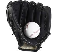 Wonninek Baseball Glove 10.5inch Sports Batting Gloves with Baseball PU Leather Adjustable and Comfortable Right Hand Throw, Left Hand Glove (Black, 10.5 inch)