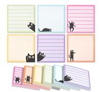 Wonninek Cat Sticky Notes 480 Sheets, 7.6x7.6cm Memo Pad - 6 Pack Kawaii Stationery Supplies for Office, Teacher, Student, School - Gift Idea