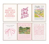 Wonninek Coquette Wall Art, 20x25cm Pink Bow Posters, Aesthetic Bible Verses Posters, Inspirational Wall Art for Girls Bedroom UNFRAMED