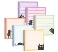 Wonninek Cute Sticky Notes Black Cat 480 Sheets Fun Sticky Note Pads Assorted Bright Colors Self-Adhesive Paper Set for Office Teacher Students School Kawaii Stationary Supplies Gifts 6 Pcs - 3x3in