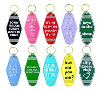 Wonninek Funny Keychain Retro Acrylic Hotel Keyrings Pendant Accessories for Bags Backpacks Keys Novelty Gift 10Pcs