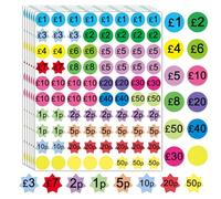 Wonninek Garage Sale Price Stickers - 1600Pcs Easy Peel Off Yard Sale Price Stickers, Removable Preprinted Pricing Tags Labels for Shops Bakers Flea Markets County Fairs Retail Use