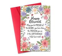 Wonninek Happy Retirement Card for Her Retirement Card for Work Colleague Floral Retirr Cards for Friend