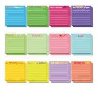 Wonninek Motivational Sticky Notes - Colourful Lined Memo Pads with Inspiring Quotes 3x3 inch Notes Office Supplies Gifts for Friends, Family, Colleagues Partners (Set of 24 Pads)