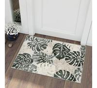Wonnitar 2x3 Leaf Entryway Rug, Washable Small Indoor Rug for Front Door Entry, Non-Slip Tropical Monstera Kitchen Carpet Soft Low Pile Bath Mats for Bedroom Bathroom, Dark Jungle Green