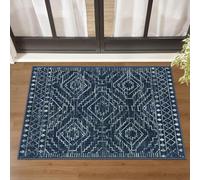 Wonnitar Moroccan Bathroom Rug,Washable 2x3 Small Bath Mat, Boho Tribal Soft Kitchen Sink Mat, Non-Slip Geometric Entry Way Rug, Low-Pile Indoor Carpet for Bedside Entrance Laundry (Blue,2'x3')