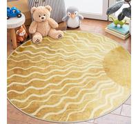 Wonnitar Sun Round Rug 4ft, Boho Circle Rug Soft Kids Rugs for Playroom, Gradient Yellow Washable Round Rug for Bedroom Non-Slip Round Cute Kids Rug for Nursery Classroom Living Room
