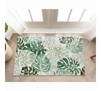 Wonnitar Tropical 2x3 Small Bathroom Rug, Washable Green Leaf Bath Mat, Non-Slip Cute Monstera Kitchen Sink Throw Rug, Low Pile Non-Shedding Floor Carpet for Bedside Dorm Doormat Decor