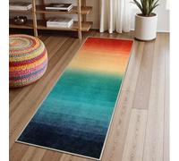 Wonnitar Washable Christmas Runner Rug for Hallway 2x6, Modern Ombre Colorful Kitchen Non-Slip Rug Runner, Contemporary Rainbow Abstract Laundry Carpet Runners for Bathroom Entrance (Colorful, 2'x6')