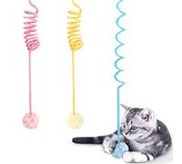WONOWPA Cat Spring Toys, Self-Play Hanging Stretchable Cat Spring with Bell, 3 Pack Soft Plush Interactive Cat Toys for Indoor Cats Kitten Chasing and Playing