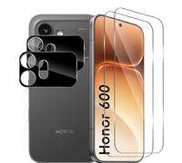 Wonsoso Screen Protector for Honor 600 5G, 2+2 Pack | Tempered Glass Film + Camera Lens Protector, 9H Hardness, Anti-Fingerprint, HD Clear, Bubble Free Protective Glass Phone Film