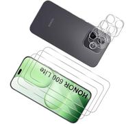 Wonsoso Screen Protector for Honor 600 Lite 5G for Tempered Glass, Pack of 3 Screen Protectors and 3 Pieces Camera Protection, 9H Hardness Anti-Scratch Tempered Glass Film + Lens Protection, HD