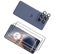 Wonsoso Screen Protector for Motorola Moto Edge 60 / Edge 60 Fusion, 2 Pieces 3D Tempered Glass with 2 Camera Lens Protector - Black, HD Bubble-Free 9H Anti-Scratch Screen Protector