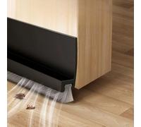 Wonsters Door Sound Insulation Brush Seal Self-Adhesive and Can Be Cut to Size, Draught Excluder, Bottom of Door, Seal Door Bottom Sticker or Insulation (Black, 100 cm)