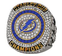 Wonsunte 2020 Champions Hockey Ring Replica Lightning Championship Rings with Box Sports Winner Award Prize Puck Collection Souvenir Best Gifts for Fans Friend