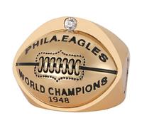 Wonsunte American Football Champions Rings 1948 Eagles Football Championship Ring with Box Rugby Winner Award Prize Sports Collectibles Gifts for Fans Friends