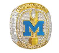 Wonsunte National Championship Ring 2024 Collector's Edition University League Trophy Ring with Wooden Display Box Is The Best Gift for Family Friends Alumni,9#