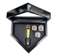 Wonsunte OSU Championship Trophy Set with Box American Football Champion Rings Rugby Enthusiasts Collectible Sports Winner Trophies Gift for Fans Friend Alumni