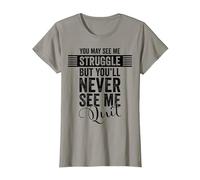 Won't Quit not a Quitter Motivational Positive Attitude Cool T-Shirt, Women, Slate Grey, 3X-Large