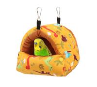 Wontee Bird Nest House Winter Warm Snuggle Hut Bird Bed Hanging Hammock for Parrots Budgies Parakeets Caique Senegal Cockatiels Conures (Dark Yellow, Small)