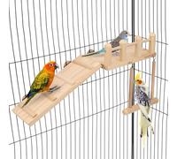Wontee Bird Perches Platform Swing with Climbing Ladder Bird Cage Accessories Play Gym Exercise Stand for Parrots Budgies Parakeets Caique Senegal Cockatiels Conures