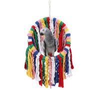 Wontee Bird Rope Chewing Toys Parrot Cage Bite Toys Colorful Hanging Ring Swing Perch for Cockatiel Conure Quaker African Grey Amazon Parrots
