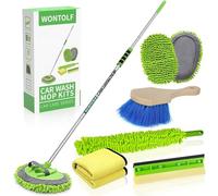 Wontolf 62'' Car Wash Brush with Long Handle Chenille Microfiber Car Wash Mop Mitt Car Washing Brush Cleaning Kit Windshield Window Squeegee Car Duster Microfiber Towels for Cars RV Truck Boat 9PCS
