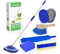 Wontolf 62'' Car Wash Brush With Long Handle - Chenille Microfiber Mop Mitt, Cleaning Kit, Windshield Window Squeegee, Duster, Microfiber Towels, Wheel Tire Brush for Cars, RV, Truck, Boat