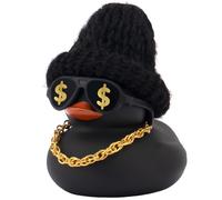 wonuu Black Cool Hip-Hop Rubber Duck Street Ducks with Mini Sunglasses Knit Hat Gold Chain (Dollars)
