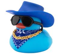 wonuu Car Dashboard Colorful Rubber Ducks Decorations, Rubber Ducky for Car Ornament Cute Duck with Cowboy Hat, Glasses, Necklace, Scarf, Blue