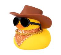 wonuu Car Dashboard Decoration Cowboy Hat Rubber Duck, Car Ducks Ornaments with Mini Colorful Hat Necklace Sunglasses Scarf (Brown)