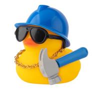 wonuu Car Dashboard Decorations Rubber Ducks, Construction Builder Rubber Ducky for Car Ornament Cute Duck with Tool, Hard Hat, Glasses, Necklace (Hammer)