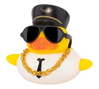 wonuu Car Dashboard Rubber Ducks for Halloween, Decorations Duck for Office Desk Ornament Accessories with Glasses Necklace, for Halloween Party Gifts (Flight Attendant)
