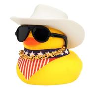 wonuu Car Dashboard United States Rubber Ducks Decorations, Red White and Blue Stars Stripes American Flag Rubber Ducky Ornament Duck with Hat, Glasses, Necklace, Scarf, Style_1 Whtie