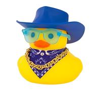 wonuu Car Decorations Rubber Ducks, Dashboard Rubber Ducky for Car Ornament Cute Duck with Cowboy Hat, Pink Glasses, Scarf, Necklace (Blue)