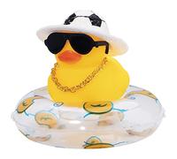 wonuu Car Rubber Duck Car Duck Decoration Dashboard Car Ornament for Car Dashboard Decoration Accessories with Mini Bachelor Cap Necklace and Sunglasses