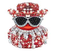 wonuu Diamond Rubber Duck Car Ornaments Dashboard Decorations for Cool Car Accessories Irregular Rhinestone Drop Fringe Choker, Red