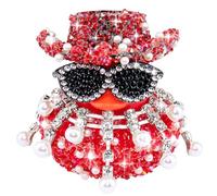 wonuu Diamond Rubber Duck Car Ornaments Dashboard Decorations for Cute Car Accessories Tiered Pearl Rhinestone Fringe Choker, Red