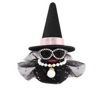 wonuu Halloween Rubber Duck Black Witch Duck Car Dashboard Decoration with Hat Diamond Sunglasses Pearl Necklace and Cloak Skirt, Pink