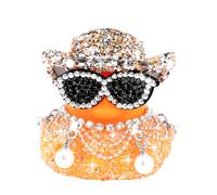 wonuu Layered Pearl Diamond Rubber Duck Car Ornaments Dashboard Decorations for Cool Car Accessories, Orange