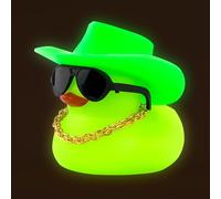 wonuu Noctilucous Rubber Duck Glowing Rubber Ducks with Sunglasses Necklace Cowboy Hat, No Electricity, Green
