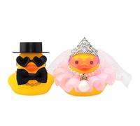 wonuu Pair Set of 2 Wedding Rubber Ducks, Bride Groom Duckies Marriage Rubber Duck Mini Couple Ducky for Ceremony Gift Souvenir Marry Blessings Elegant Heartwarming Present, Pink