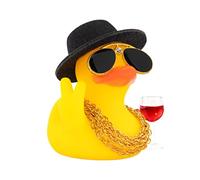wonuu Rubber Duck Car Ornament Funny Office Gifts Cool Car Accessories Decorations Quirky Decor Wine Glass, V Sign Finger