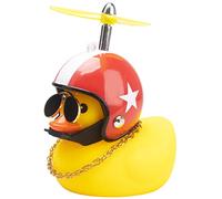 Wonuu Rubber Duck Toy Car Ornaments - Yellow Duck Car Dashboard Decorations with Cool Glasses, Propeller Helmet (Red Hat White Star)