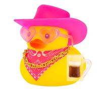 wonuu Rubber Ducks Funny Pink Duck, Cute Pink Car Accessories Duckies Car Dashboard Decoration Mini Ducky with Heart-Shaped Sunglasses, Bandana, Necklace, Hat (Brown Beer)
