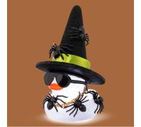 wonuu Spider Rubber Duck with Light for Halloween Decoration Car Ornament Home Decor Mini Transparent Glowing Ducky with Sunglasses Necklace, Assemble Needed, White Light Green